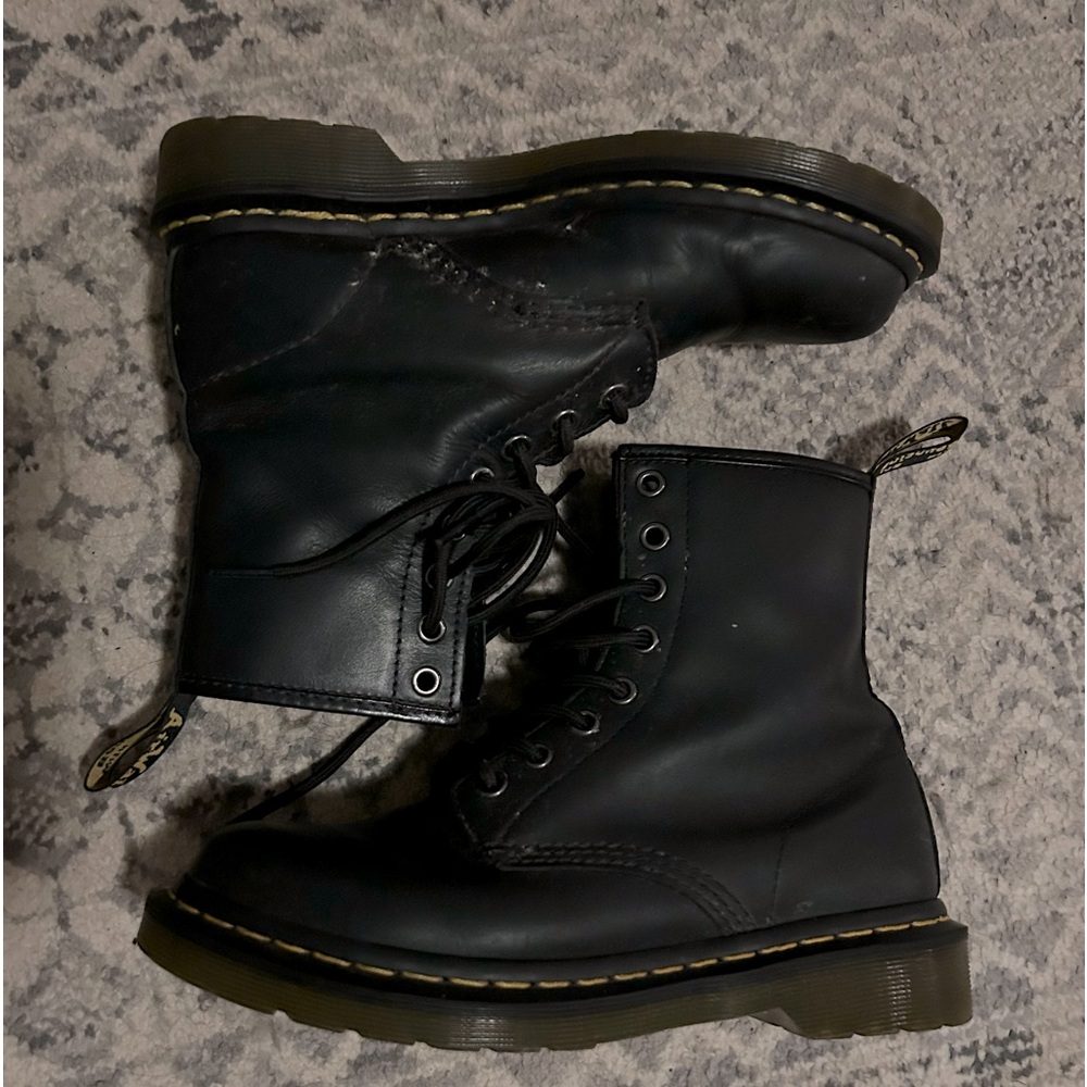 Dr. Martens Black 1460 Y Softy T Leather Lace- up Zip Boots